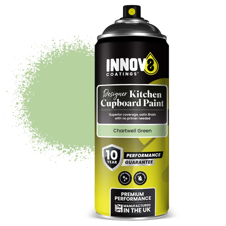 image 1 of INNOV8 COATINGS Kitchen Cupboard Spray Paint 400ml - Satin Finish - No Primer Required - Fast Drying Cabinet & Furniture Paint - Chartwell Green
