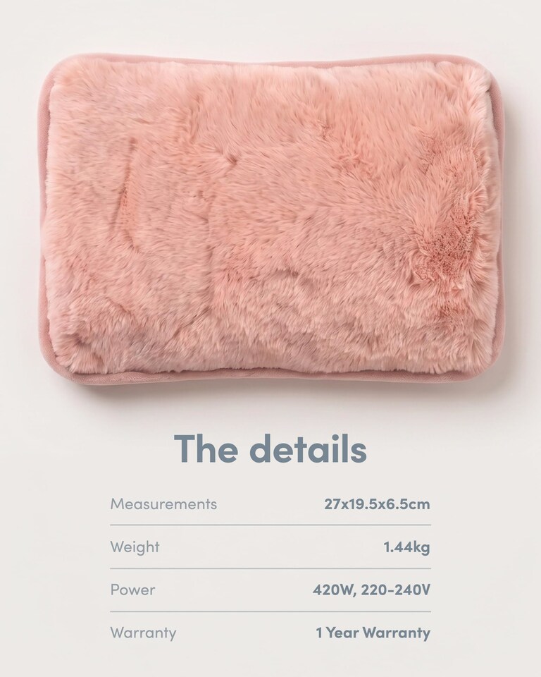 image 1 of Keplin Rechargeable Electric Hot Water Bottle Flannel Cover Auto Shut Off