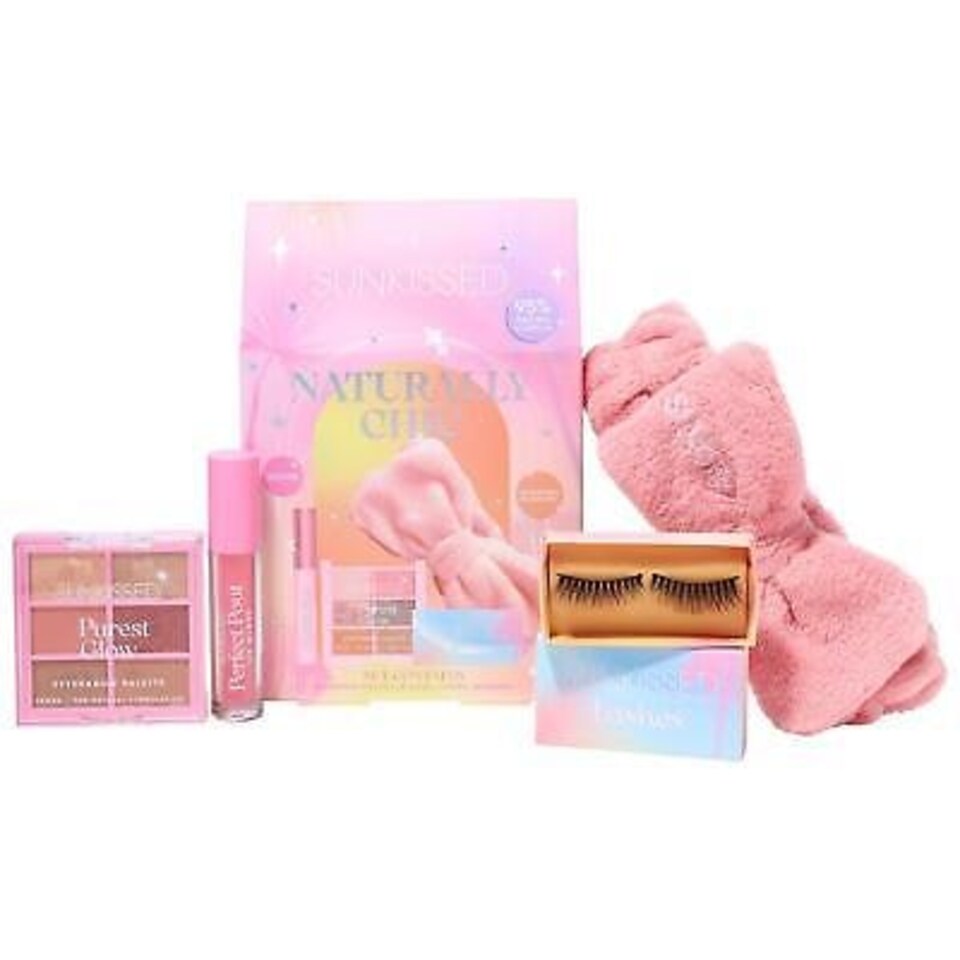 image 1 of Sunkissed Naturally Chic Gift Set Sunkissed Pure Glow Eyeshadow Palette + Sunkissed Perfect Pout + Sunkissed Flase Lashes + Headband N/A