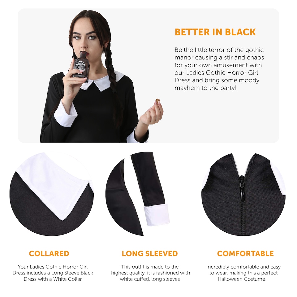 image 1 of Gothic Midweek Daughter Black Dress | Black | 2XL