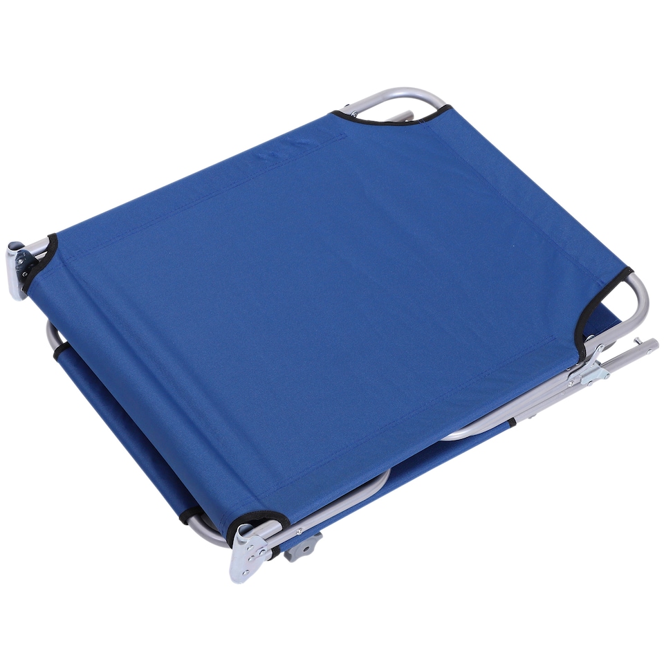 image 1 of Outsunny Folding Chair Sun Lounger w/ Sunshade Garden Recliner Hammock Blue
