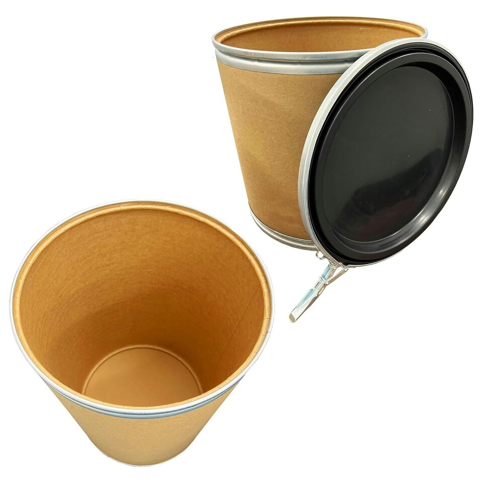 image 1 of 120 Litre Cardboard Fibre Keg Shipping Barrels With Lever Lock & Lid For Powders & Granules Brown