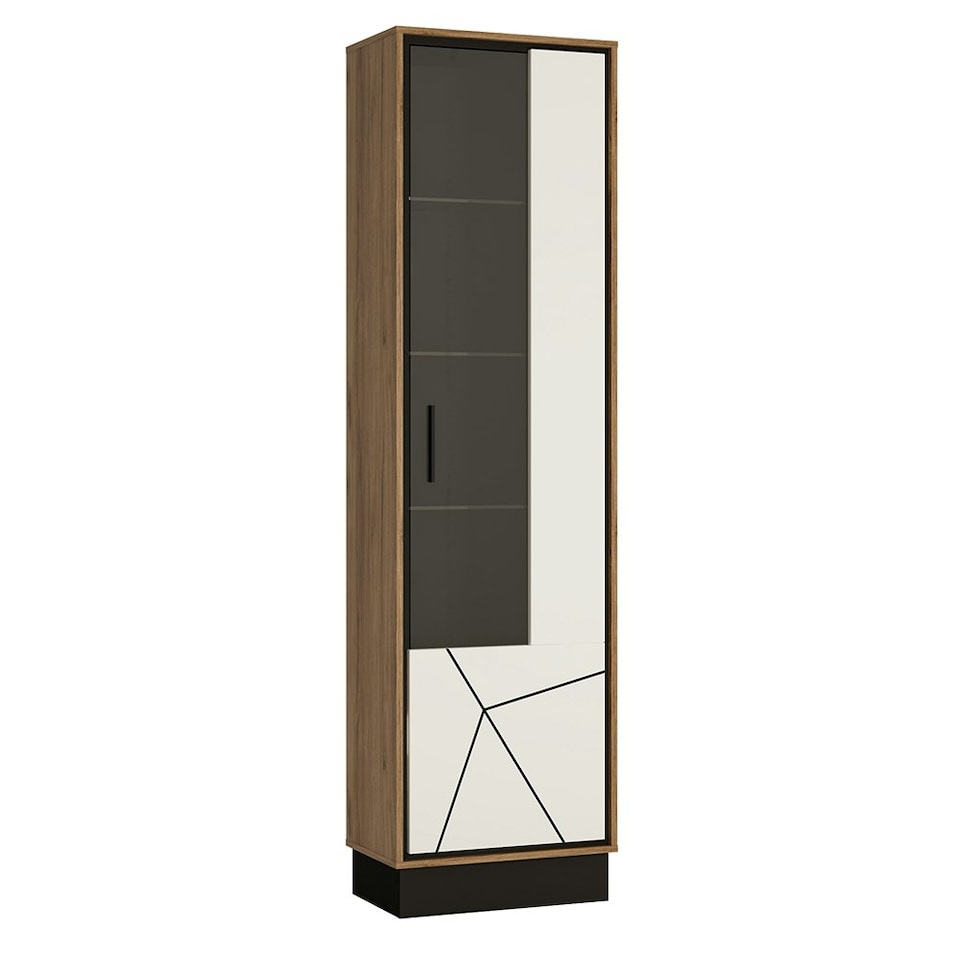 image 1 of Brolo Tall Glazed Display Cabinet (RH) With the Walnut and Dark Panel Finish