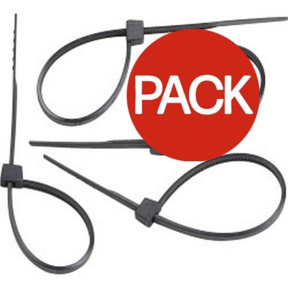 SupaLec Cable Ties (Pack Of 100) - Black - 4.5mm x 200mm