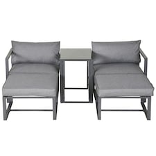 Outsunny 5 Piece Garden Conversation Set 2 Footstools End Table