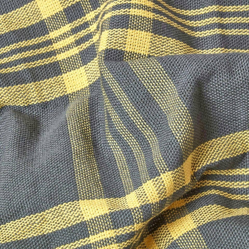 image 1 of Homescapes Grey and Yellow Tartan Check Sofa and Bed Throw - 150 x 200 cm | Grey | 1