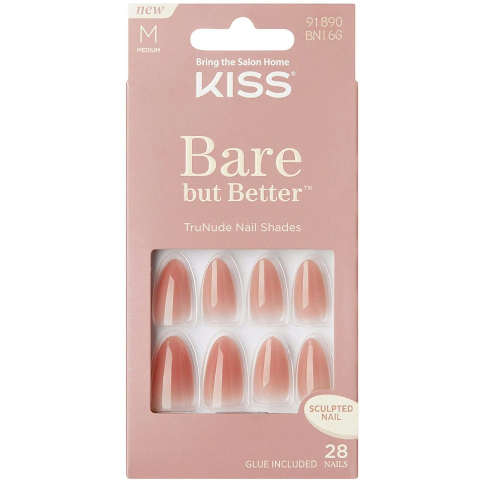 Kiss Bare But Better False Nails Fairest Nude (1 x 2g) Brown