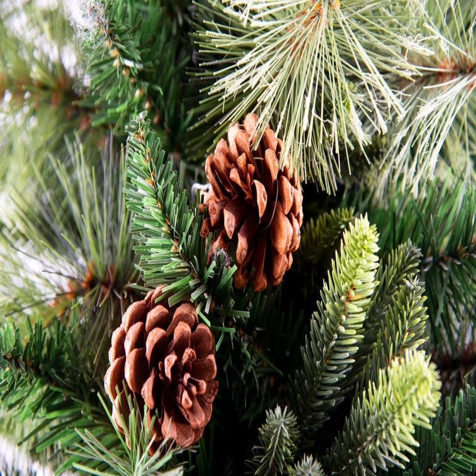 image 1 of 7FT Californian Boulder Bushy Look Luxurious Forest Green Artificial Christmas Tree Pine Cones Hinged Branches | Green | Green | 7ft