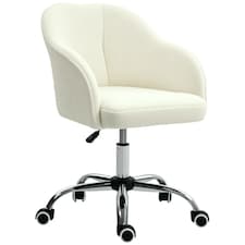 HOMCOM Fluffy Vanity Chair for Desk, with Height Adjustable, Wheels, Cream
