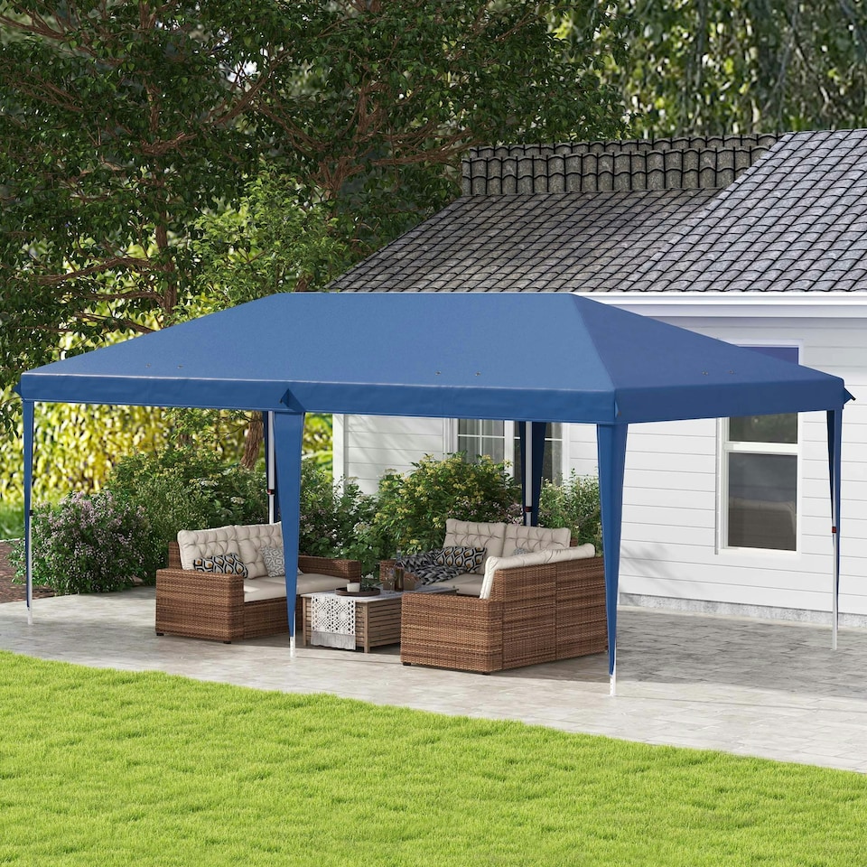image 1 of Outsunny 6 x 3(m) Pop Up Gazebo Patio Party Event Heavy Duty Canopy Blue