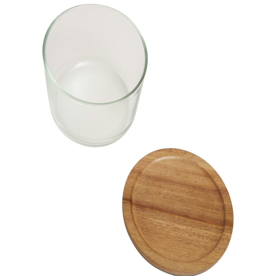 image 1 of Interiors by Premier 1650ml Round Glass Container with Acacia Lid, Glass Container with Airtight Lid, Airtight Glass Container