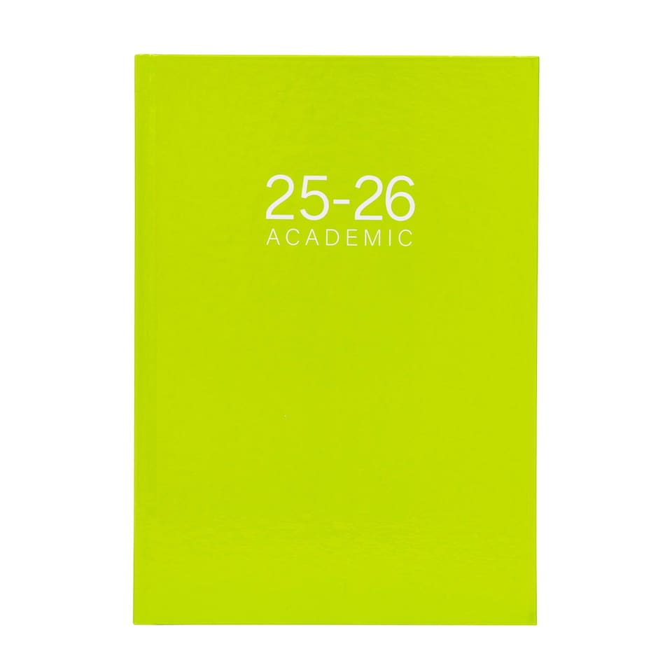 image 1 of 2026 2027 Academic Diary A5 Week to View - Mid Year Student Planner August 2026 to July 2027 - Hardback School College Organiser with Ribbon Bookmark (Lime) | Green | Lime