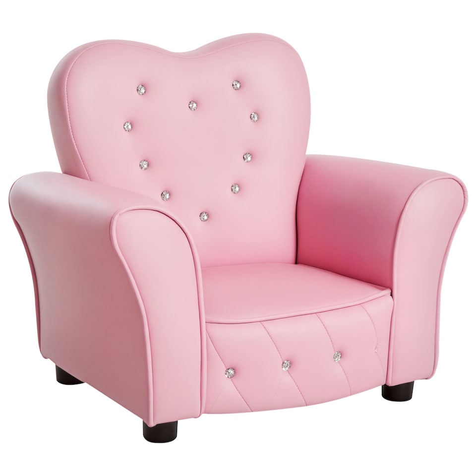 image 1 of HOMCOM Kids Sofa Toddler Armchair Children Chair Princess-Themed Nursery | Pink | One Size