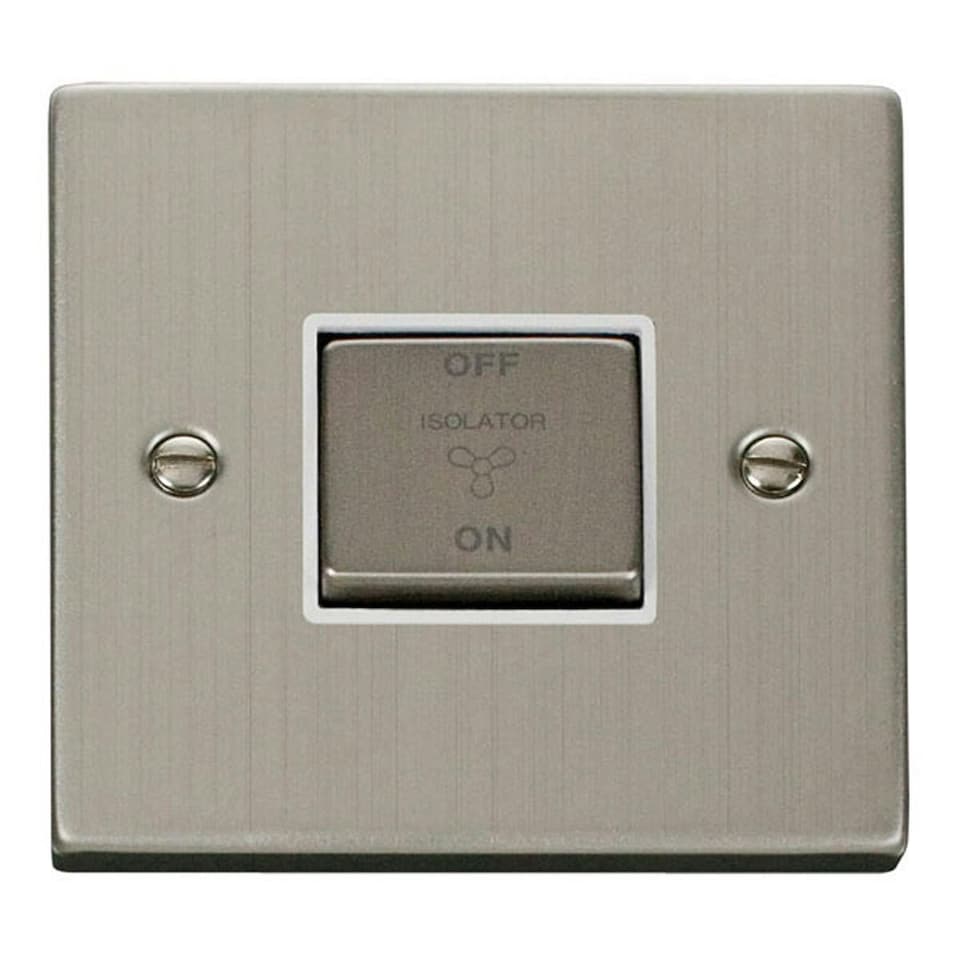 SE HOME Stainless Steel 10A 1 Gang Ingot 3 Pole Fan Isolation Switch White | Stainless Steel