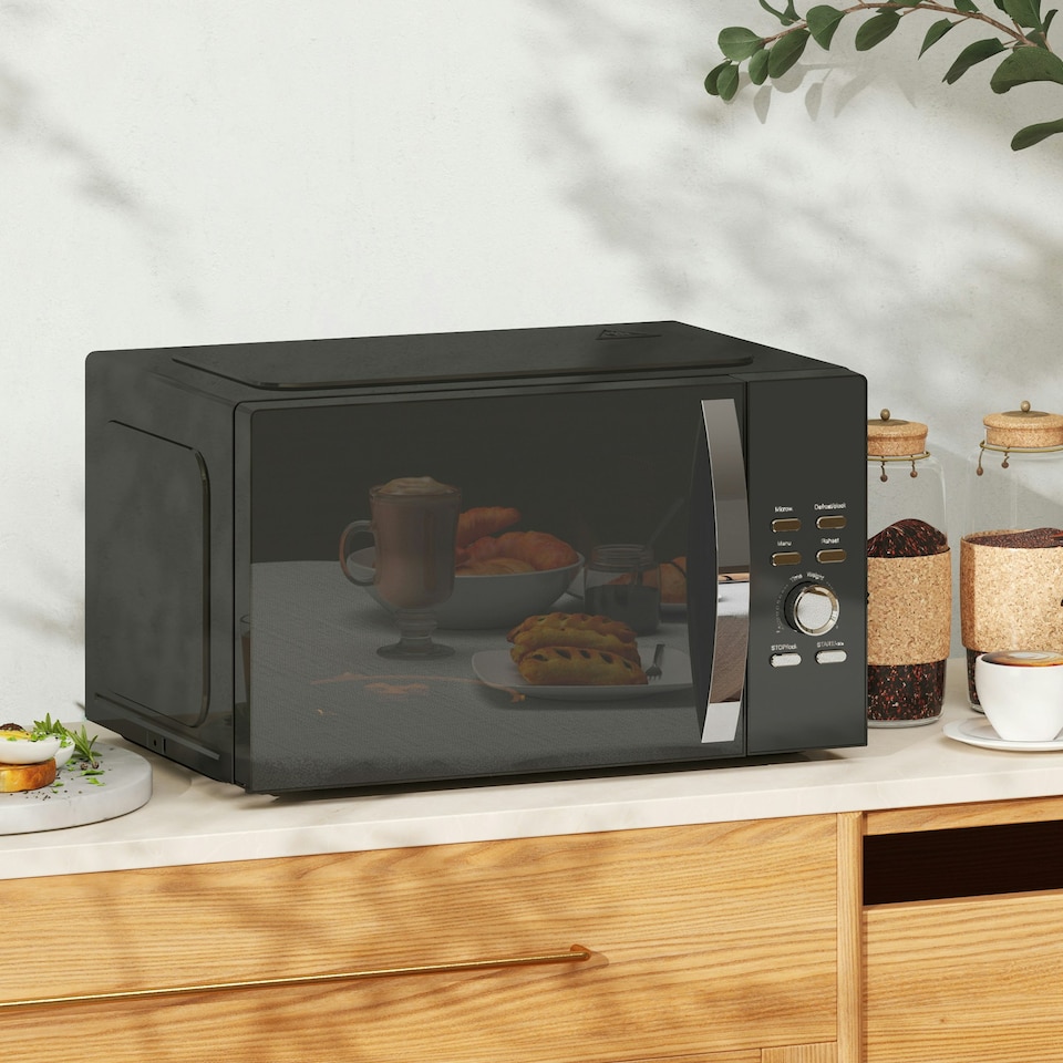 image 1 of HOMCOM 23L 800W Microwave Oven with Digital Display, Auto Cook, Black