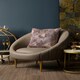 image 2 of Muted Brown Faux Leather Armchair,Sturdy Curved Silhouette Ocassional Chair,Gold Finished Lounge Chair Brown