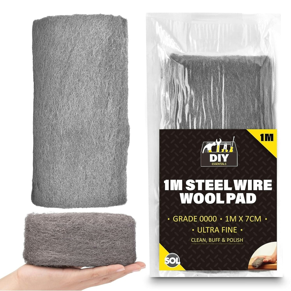image 1 of SOL 1 Meter Steel Wire Wool Pad - 1m Long x 7cm Wide - Grade 0000 - Steel Wool