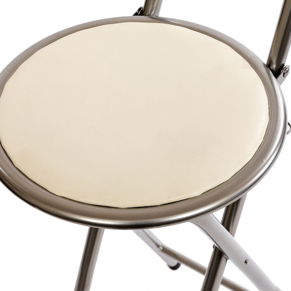 image 1 of White Padded Folding High Chair Breakfast Kitchen Bar Stool Seat | White