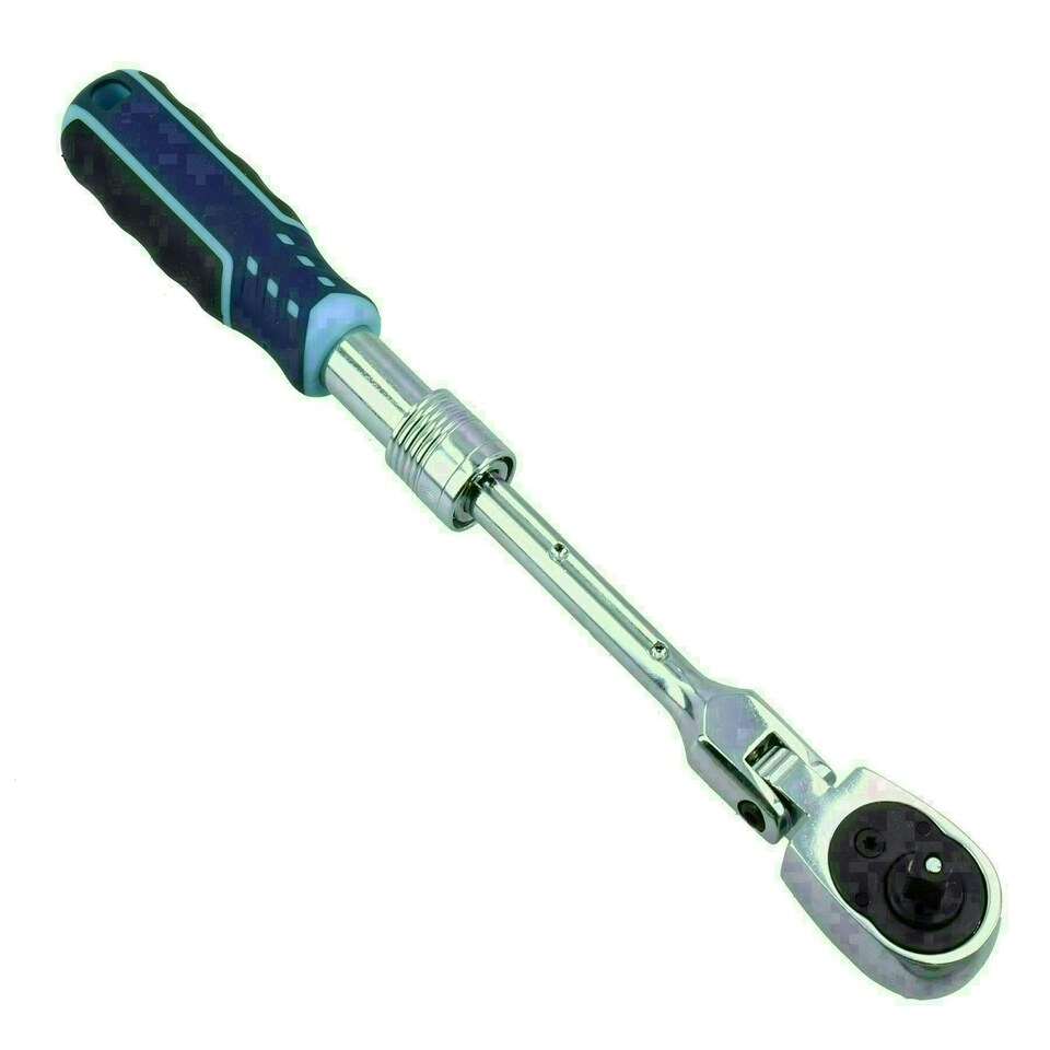 image 1 of 1/4" Drive Extendable + Flexible Ratchet Socket Driver 72 Teeth Quick Release