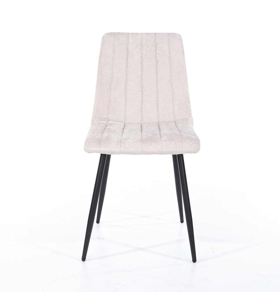 image 1 of Pair of Aspen Cord Fabric Straight Stitch Compact Dining Chairs with Black Tapered Metal Legs | Silver | Natural | 1
