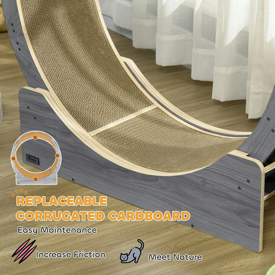 image 1 of PawHut Cat Treadmill with Brake, Scratching Pads for Indoor Cats, Grey