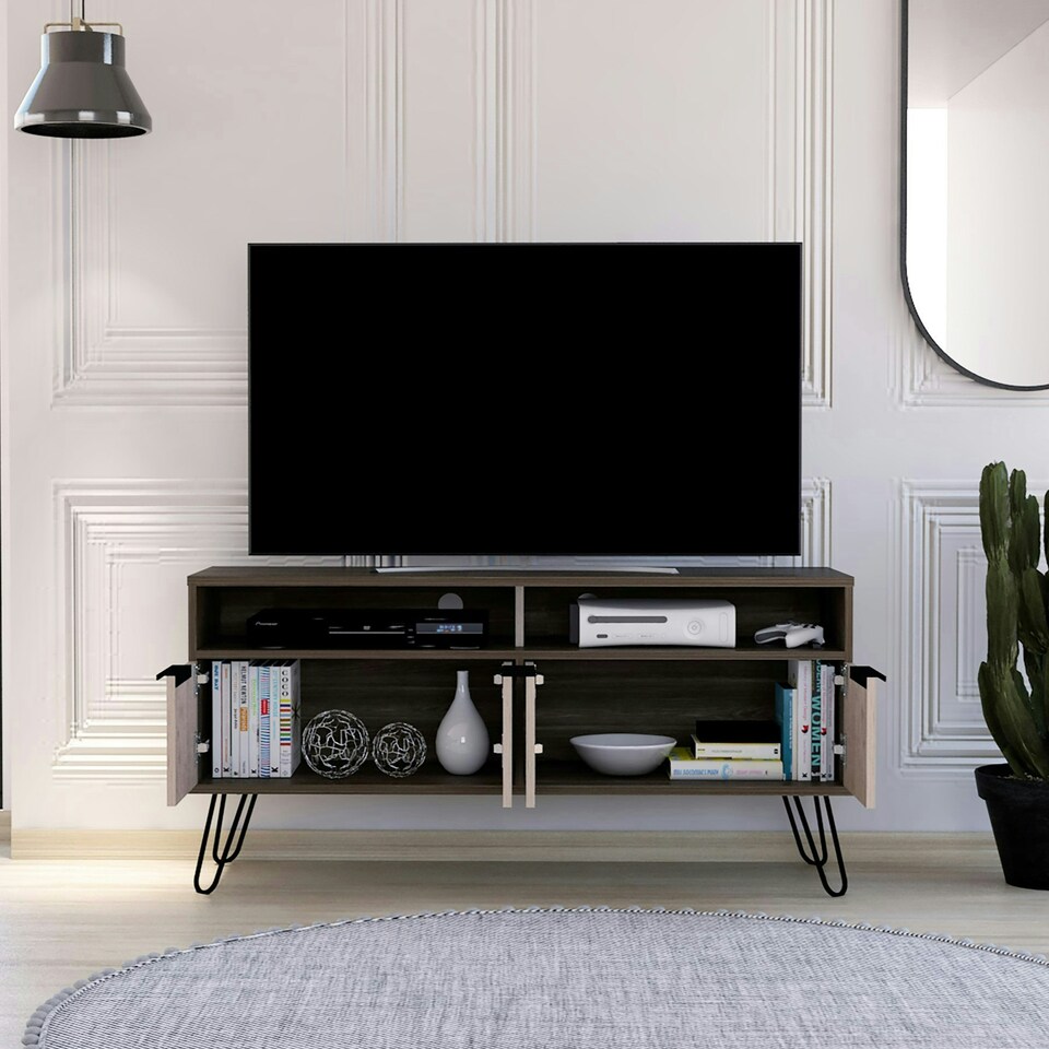 image 1 of Core Products Nevada, Wide Screen TV Rack With 4 Doors H60.6cm x W123.5cm x D38.6cm Brown