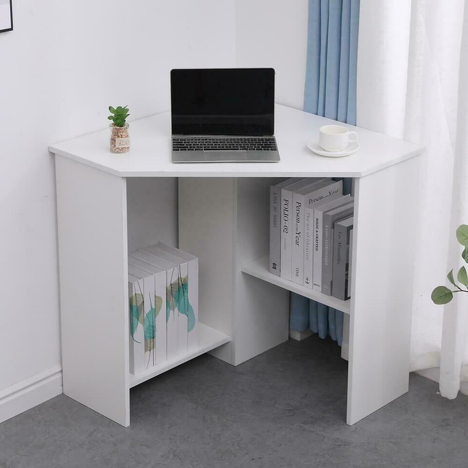 image 1 of Computer Desk PC Laptop Table Corner Home Office Study Gaming | White