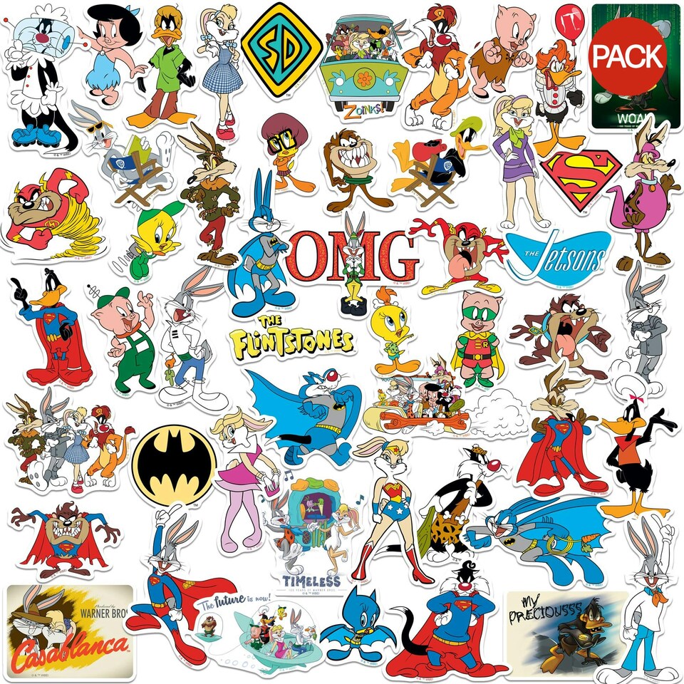 Looney Tunes Deluxe Vinyl Mash-up Stickers (Pack of 100) - Multicoloured - One Size
