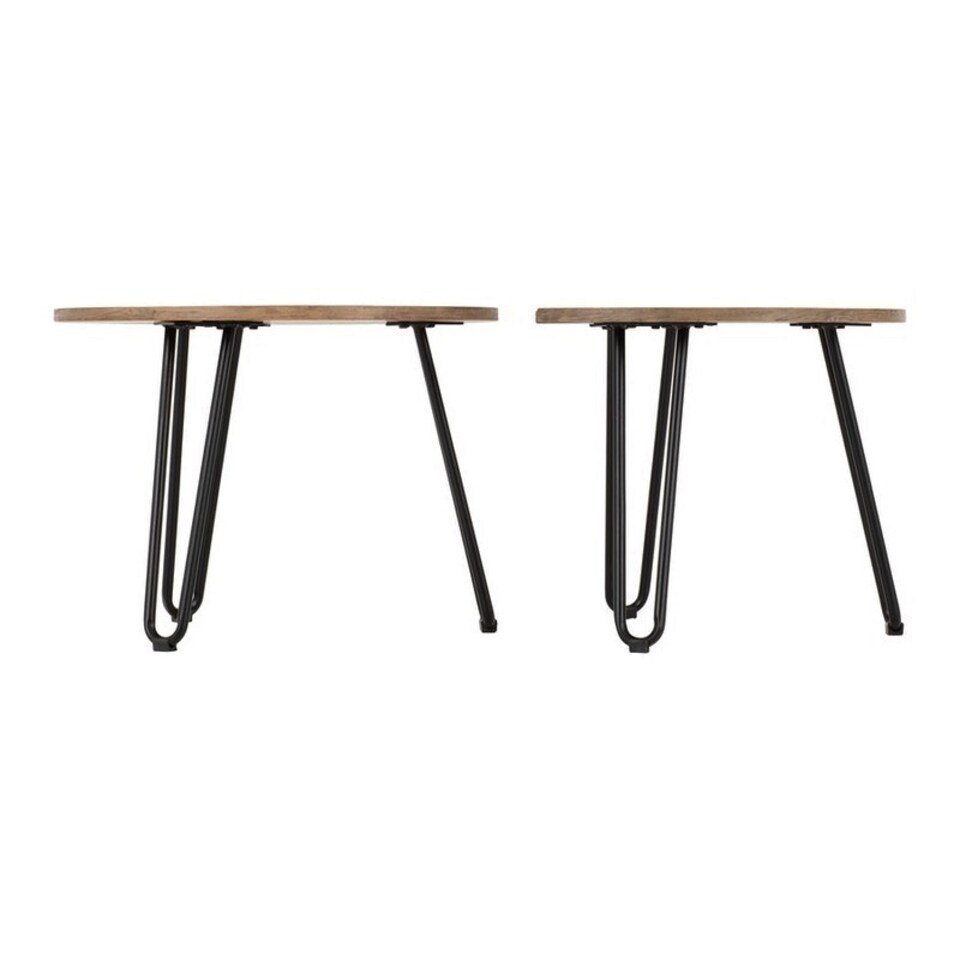 image 1 of Athens Duo Coffee Table Set - L60 x W100 x H44 cm - Medium Oak Effect/Black Brown