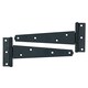 image 3 of 6" (150mm) Heavy Duty T Tee Hinges for Doors + Gates with Fixing Screws 4pc Black