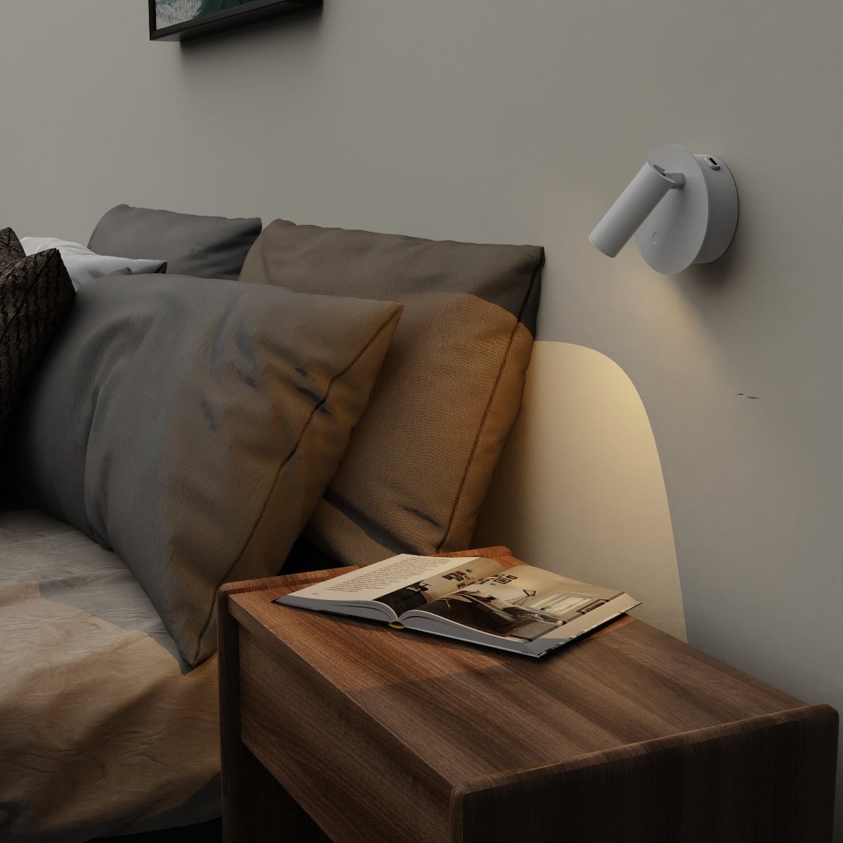 CGC Lighting SCARLET White Adjustable LED Rechargeable Magnetic USB Bedside Wall Light White White Base plate: Diameter 9.5 cm, depth 3.5 cm; Light he