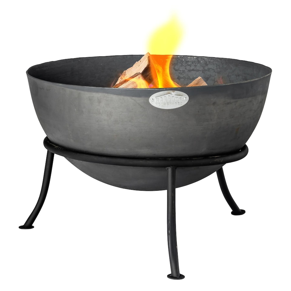 image 1 of Harbour Housewares 60cm Steel Fire Pit - Outdoor Garden Patio Fire Bowl Brazier Heater Stove for Wood Log Charcoal Burning