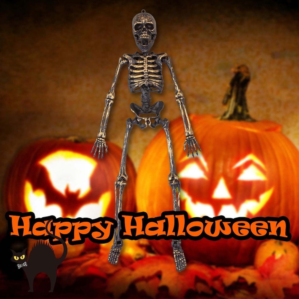 image 1 of PMS Gold Hanging Skeleton Decoration for Halloween Parties