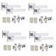 image 1 of Golden Grace 4 Pairs Premium Delta Design Door Handles on Square Rose in Polished Chrome with 2.5" Latch and 1 Pair of Ball Bearing Hinges Chrome