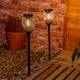 image 3 of ValueLights 2 Pack Solar Powered Outdoor Black Metal Cage Spike Lights Garden Stake Lamp