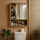 image 2 of Wooden Bathroom Wall Storage Cabinet Organiser Natural Brown Brown