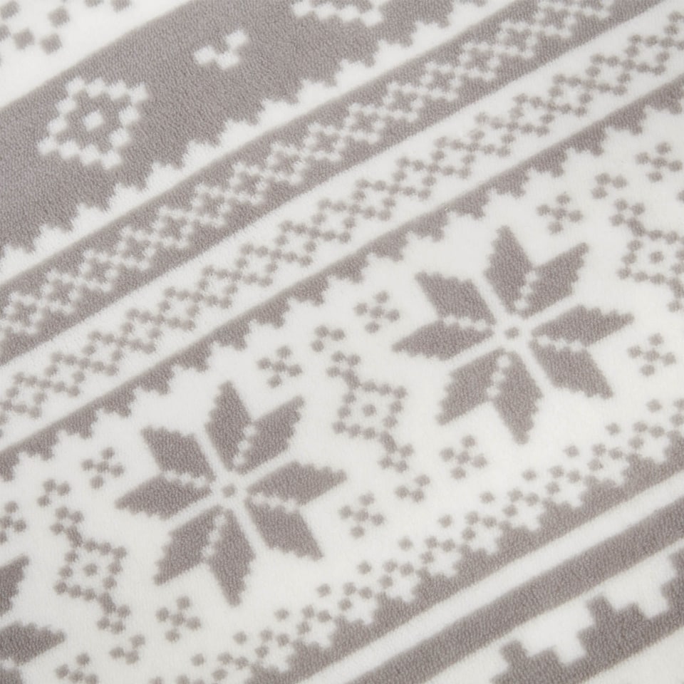 image 1 of OHS Sherpa Flannel Fleece Nordic Throw Flannel Winter Blanket | Silver | M