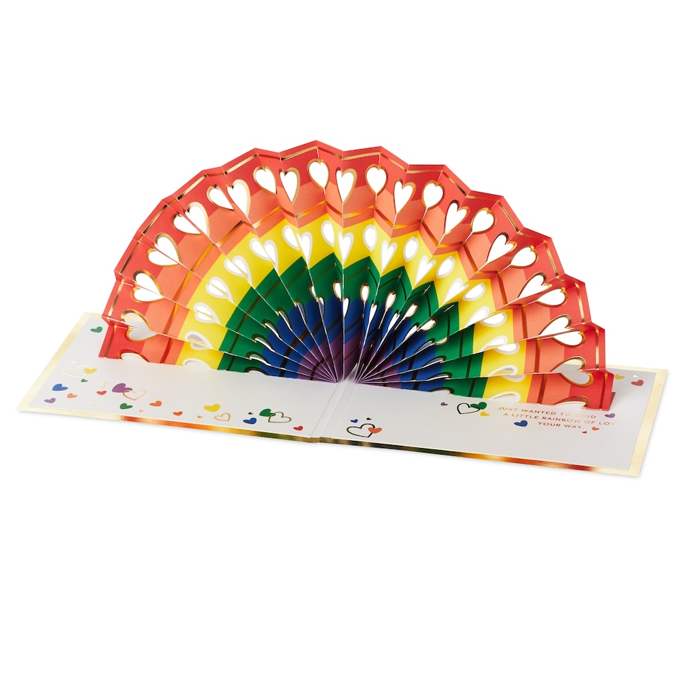 image 1 of Hallmark Greeting Card - 3D Pop-Up Rainbow And Hearts Design