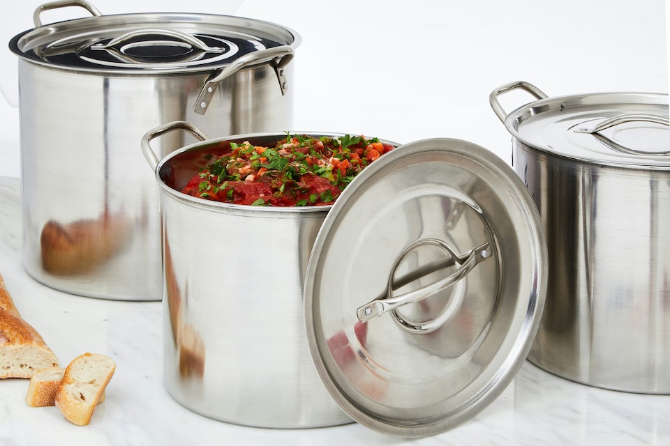 image 1 of Orsina 4 Pc Stainless Steel Stockpot Set, Stainless Steel Stock Pot With Twin Handles, Pots with Lid for Cooking