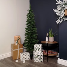 5ft (1.5m) Pencil Style Slim Artificial Christmas Tree in Plain Green
