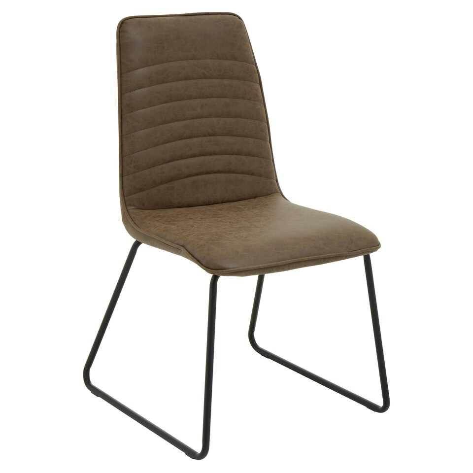 image 1 of Interiors by Premier Foundry Brown Leather Effect Chair, Easy to Clean Outdoor Chair, Body Supportive High Back Accent Chair