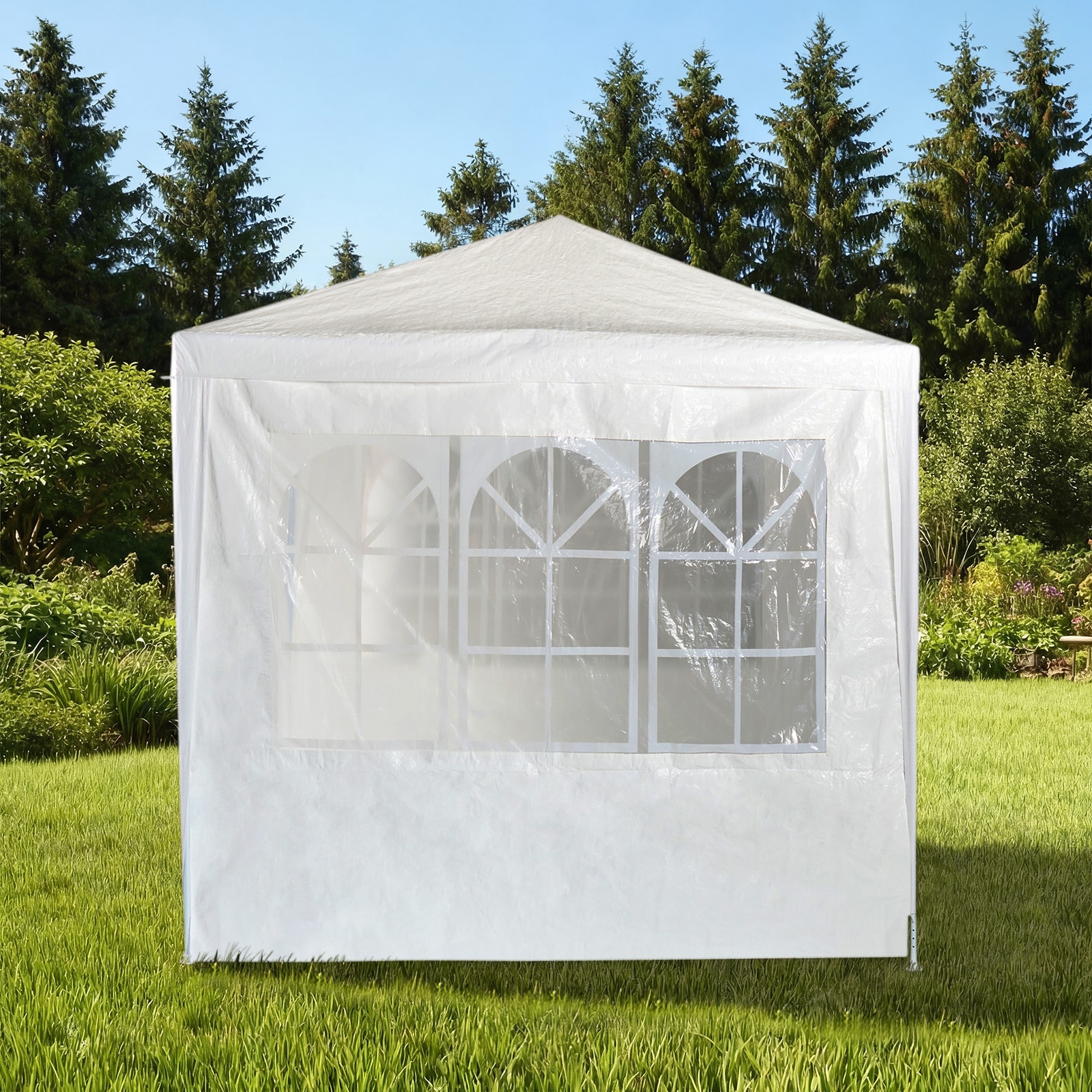 OHS Garden Gazebo Outdoor Party Tent Canopy PE Awning Marquee Waterproof - Small | White | Small