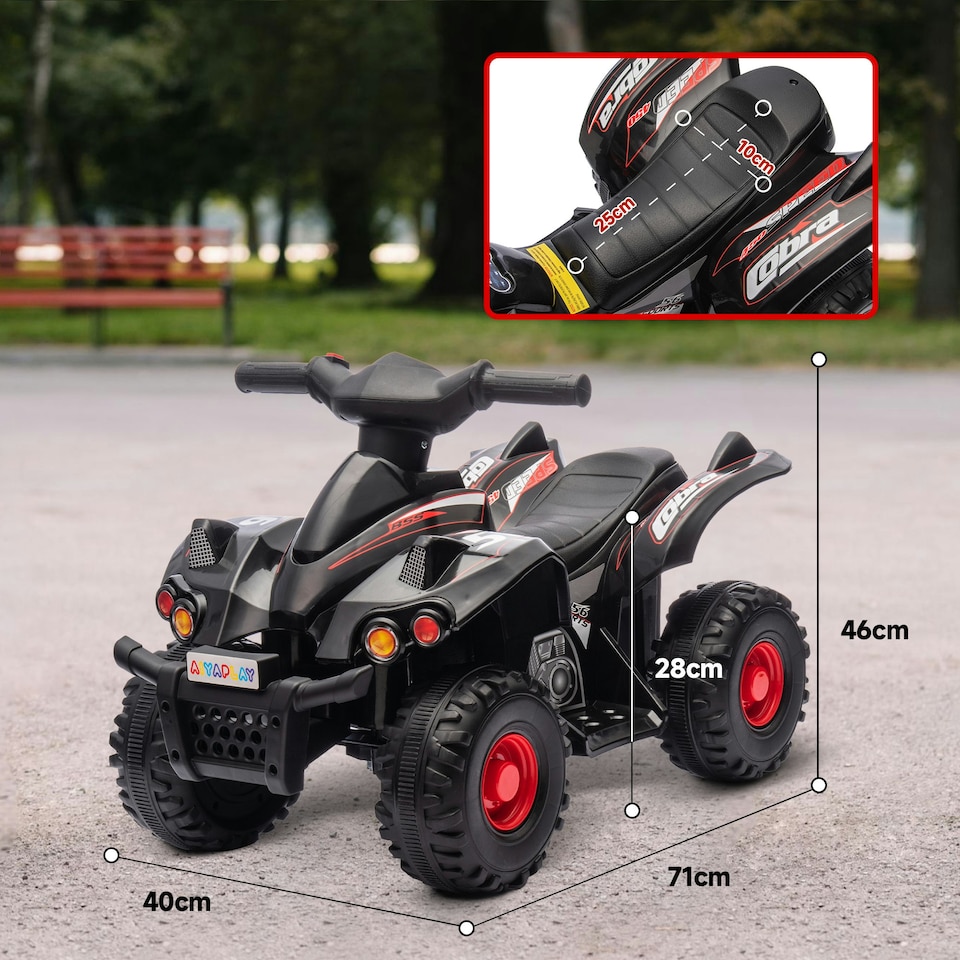 image 1 of AIYAPLAY 6V Kids Electric Quad Bike with Music, Forward Function, Black
