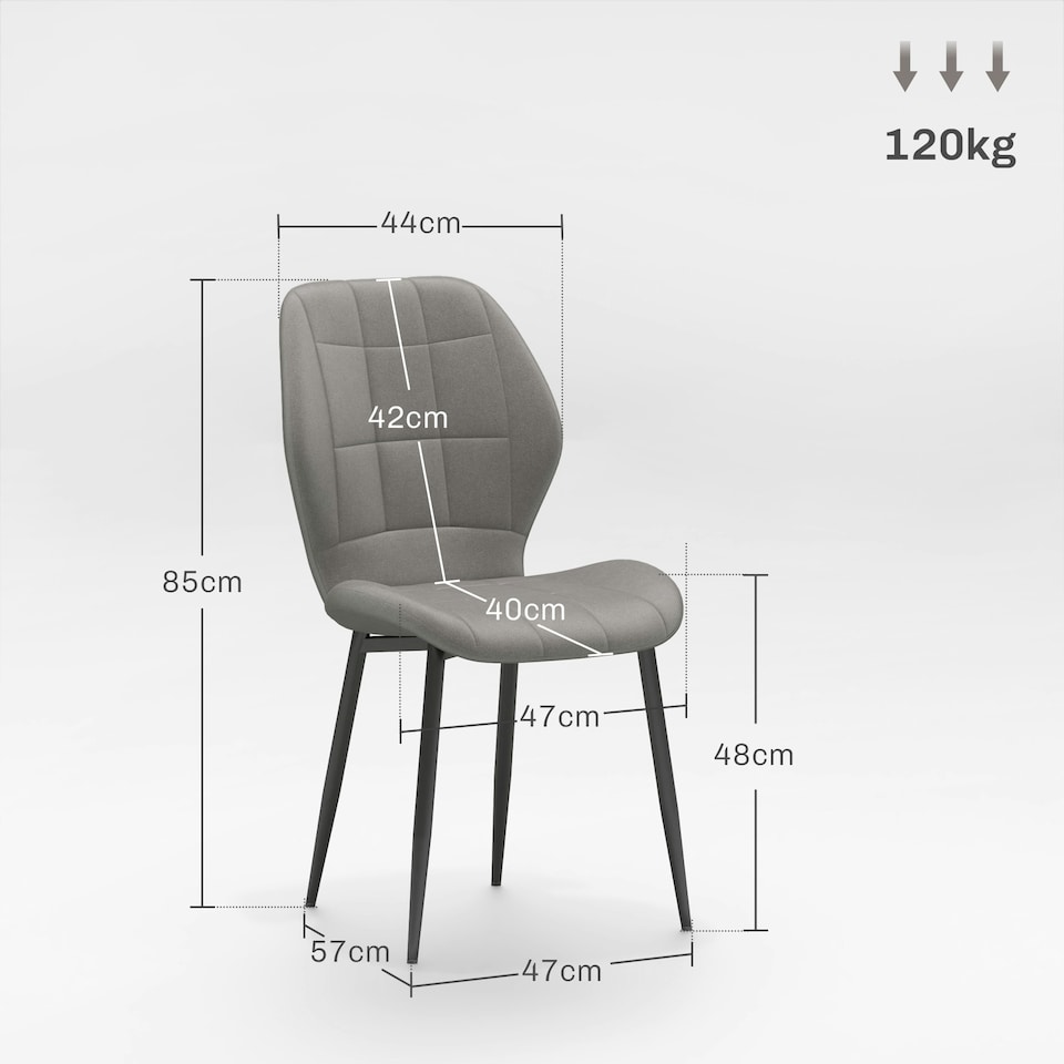image 1 of HOMCOM Modern Style Kitchen Chairs Set of 4 with Flannel Upholstered