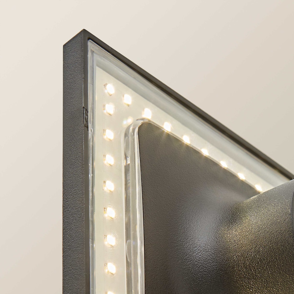 image 1 of ValueLights Chad Black Backlit Square IP65 LED Outdoor Wall Light | Black