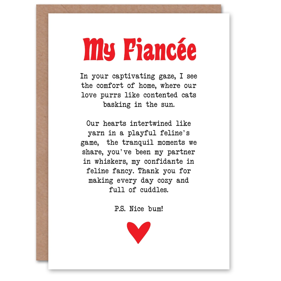 image 1 of Greeting Card Love Poem Cat Lover Fiancée Romantic Fun Valentine's Day
