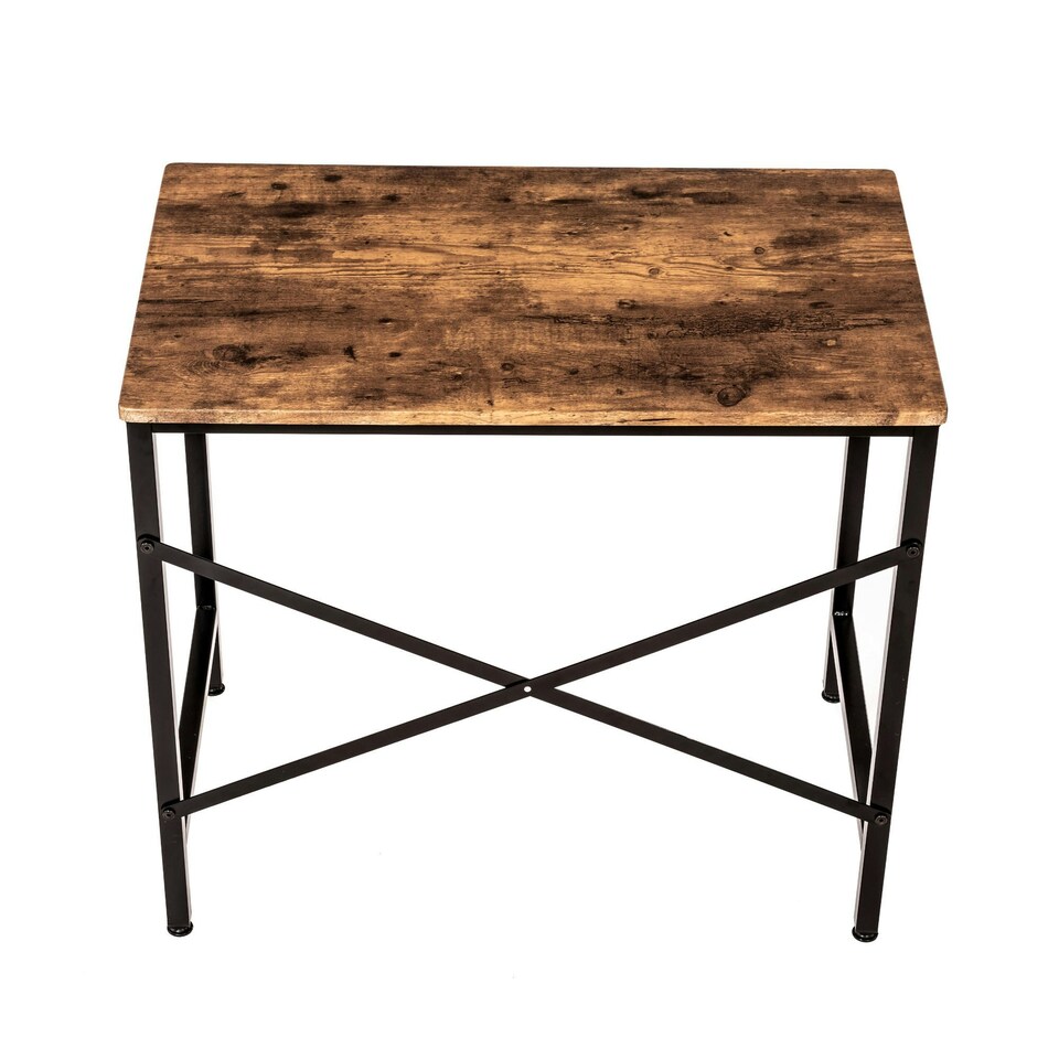 image 1 of Oypla 80cm Heavy Duty Industrial Writing Computer Desk Home Office Worktop Table Brown