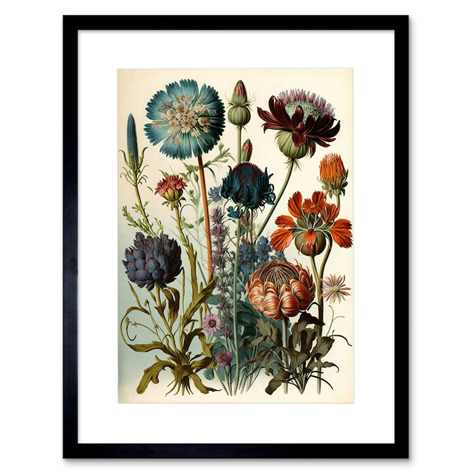 image 1 of Vintage Botanical Ernst Haeckel Plant Study 9x7" Black Framed Wall Art Print