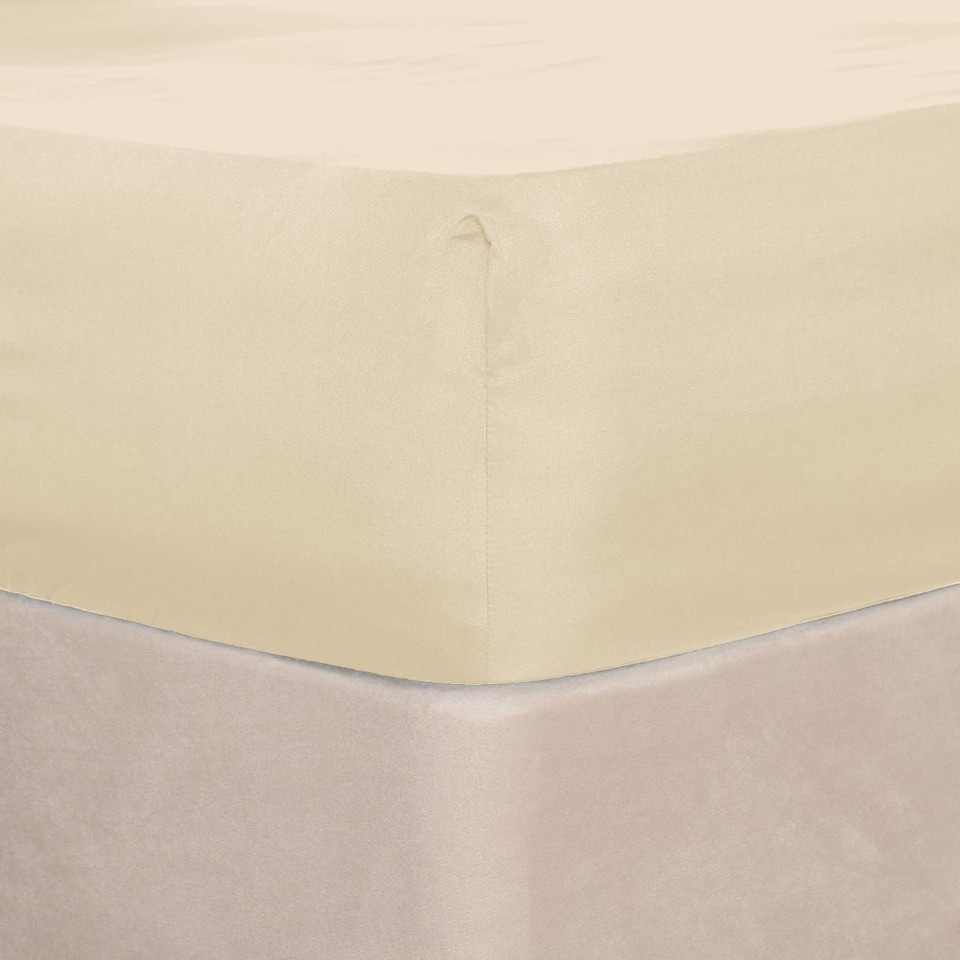 image 1 of OHS Ultra Soft Microfibre Plain Fitted Bed Sheet | Cream | Ivory | Double
