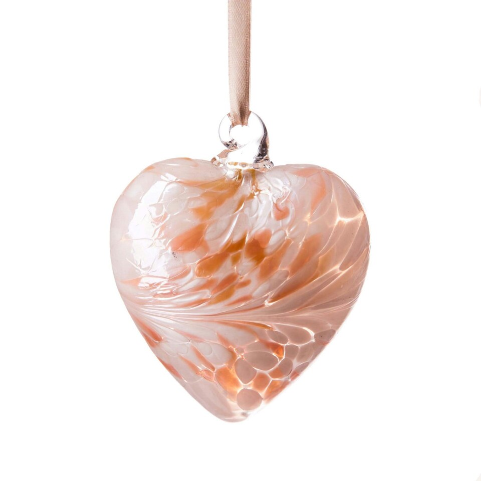 image 1 of Amelia Art Glass Hanging Friendship Birthstone Heart Ornament April